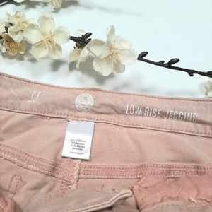 Authentic American Heritage, pale pink, low rise, distressed, skinny jeggings